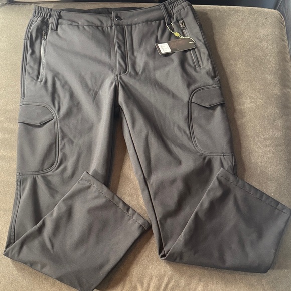Men’s Free Soldier Soft Shell Fleece Lined Hiking Snow Pants Black 38x32 NWT - Picture 2 of 14